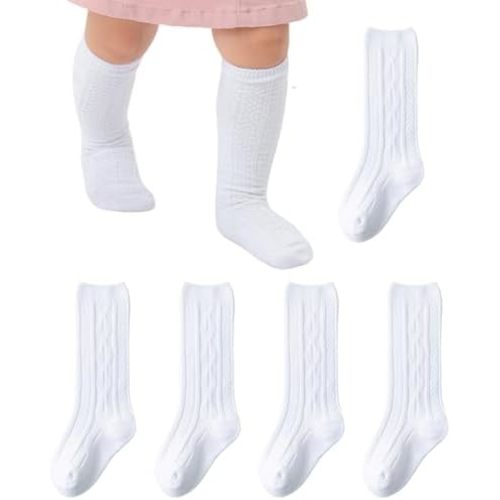 Baby Knee High Socks Toddler Seamless Socks Cotton Long Stockings Cable Knit Newborn Tube Sock for Infant Boys Girls
