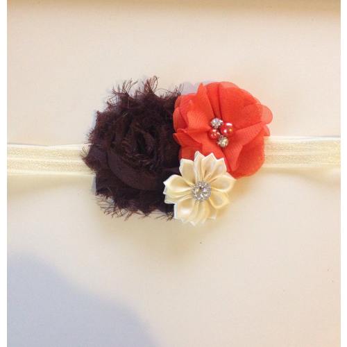 Shabby Chic Thanksgiving Baby Headband: Orange & Brown Fall Colors