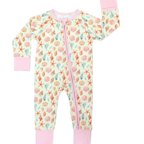 Sandy Seashells Bamboo Convertible Baby Pajamas – Emerson and Friends