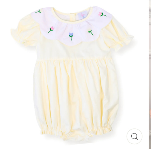 Spring Tulip Smocked Bubble in Yellow