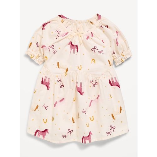 Printed Short-Sleeve Swing Dress for Baby