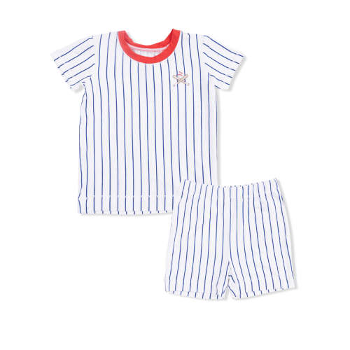 Short Loungewear Set, Baseball Stripe