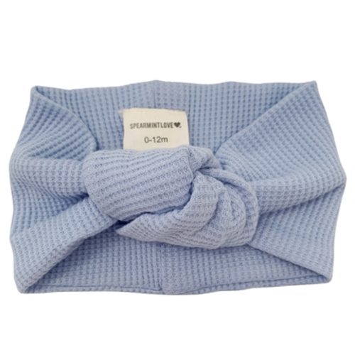 Organic Waffle Turban Headband, Baby Blue