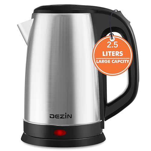 Dezin Electric Tea Kettle for Boiling Water, 2.5L Large Hot Water Boiler, Stainless Steel Fast Boil Water Heater, Electric Water Pot with Auto Shut-Off and Boil-Dry Protection 10 Cups for Family Use