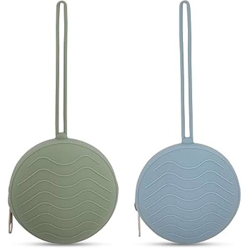 Silicone Pacifier Holder Case 2-Pack – BPA-Free, Food-Grade Silicone – Zippered Travel Pacifier Organizer – Portable Baby Case for Pacifiers, Teethers & Essentials – Dishwasher Safe