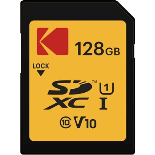 Kodak SDXC Card 128GB UHS-I U1 V10 Premium, up to 85MB/s Read Speed, for Full HD Video and High-Resolution Pictures, Compatible with SDXC Standard - EKMSD128GXC10K