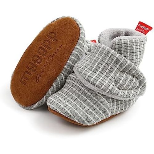 COSANKIM Unisex Newborn Baby Booties Non-Slip Sole Soft Fleece Toddler Boy Girl Slipper Winter Warm First Walker Crib Shoes