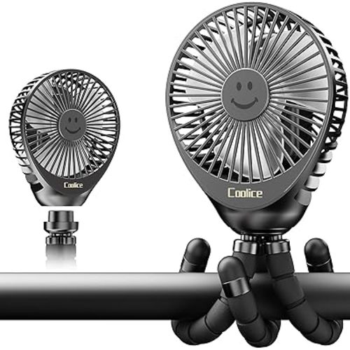 Stroller Fan Clip on for Baby, 30Hrs Removable Fan for Strollers and Car Seat, 3 Speeds Baby Stroller Fans, Rechargeable Portable Fans for Strollers with Flexible Tripod for Camping, Hiking and Beach