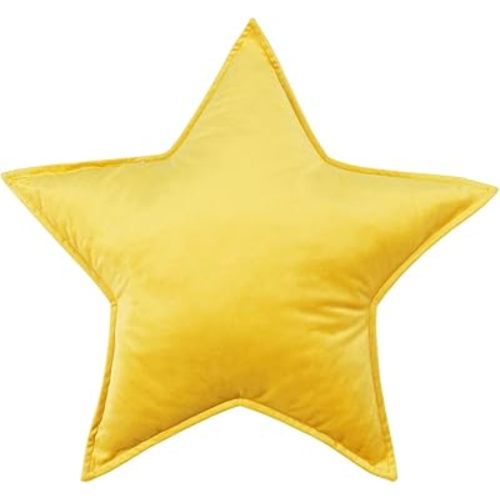 Moon Shaped Throw Pillow Star Couch Cushion Decorative Pillows Fluffy Velvet Stars Home Decor Plush for Bedroom (Star, Yellow)