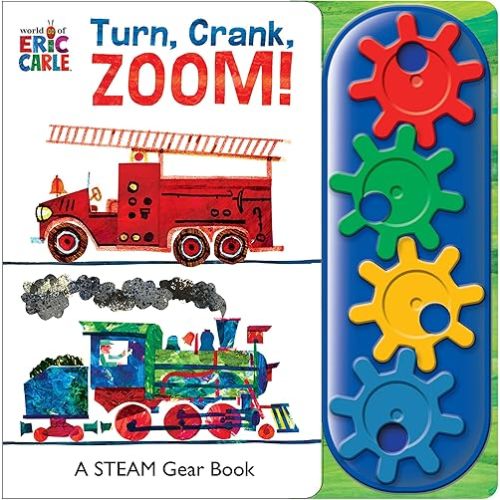 Turn, Crank, Zoom! Kids Board book