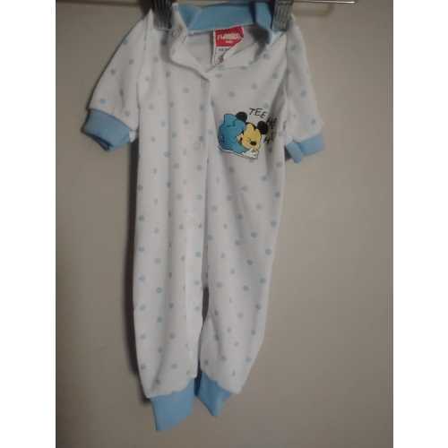 Vintage 1984 Playskool Baby Infant Mickey Mouse Polka Dot Blue One Piece Sleeper Outfit Newborn Disney
