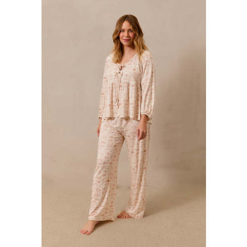 Rose Toile Tie-Top Long-Sleeve Women’s Sleep Set