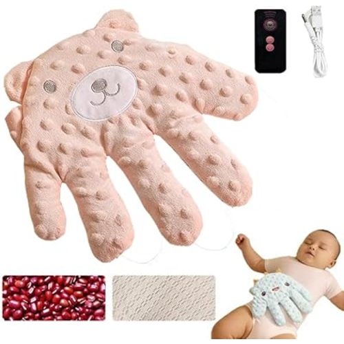 Baby Soothing Palm, Baby Patter for Sleep, Baby Startle Prevention Hand Glove, Electric Baby Hand Sleep Soothers Pillow, Red Bean Filling, Cute for Newborns, Baby Girl, Baby Boy (B)