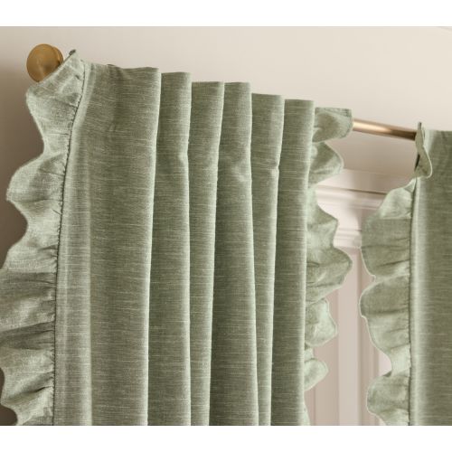 Evelyn Ruffle Trim Blackout Curtain | Pottery Barn Kids