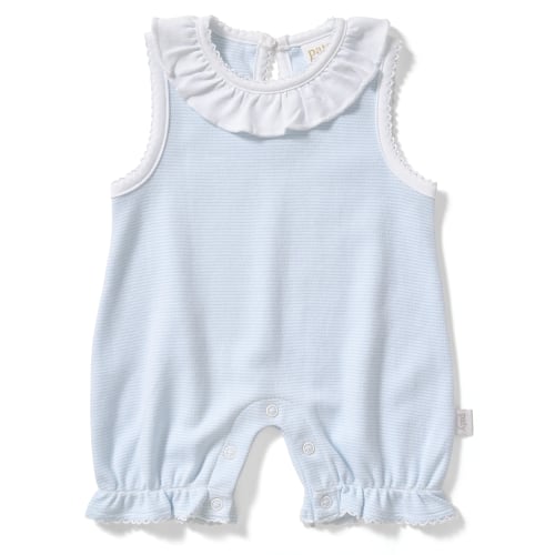 Paty Organic Cotton Striped Bubble with Ruffle Collar