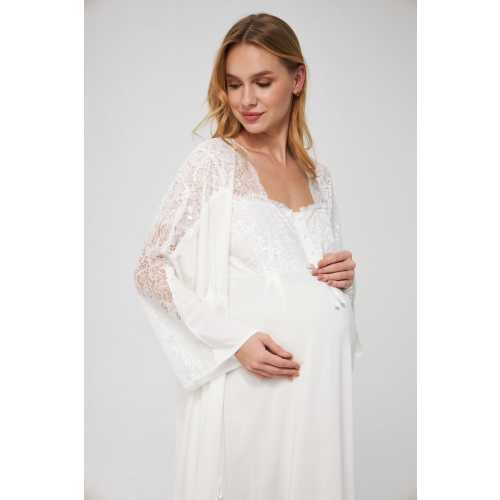 Organic Viscose Maternity Nightgown & Robe Set | Nursing Sleepwear | Breastfeeding Nightgown | Postpartum Hospital Gown | Baby Shower Gift