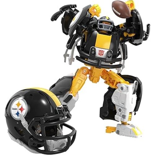 Transformers NFL Pittsburgh Steelers Steelsmash 5.5-Inch Action Figure Changes from Robot to Helmet, Football Toys for Ages 8+