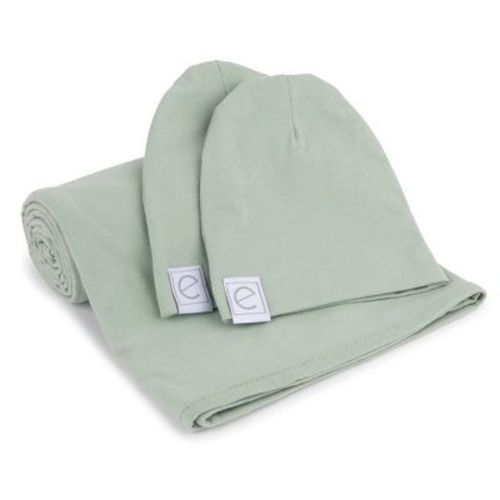 Ely's & Co. Jersey Cotton Spandex Swaddle Blankets 40"x40" with Beanie Gift Set