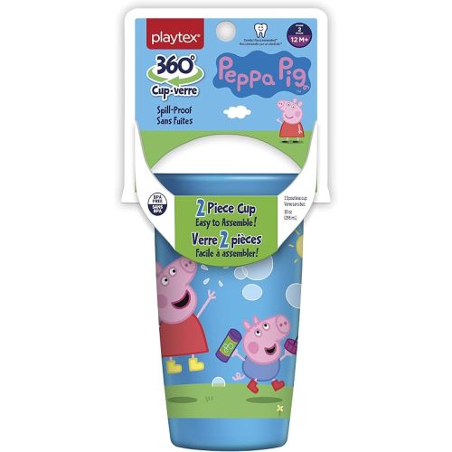 Playtex Sipsters Stage 2 360 Degree Peppa Pig Spill-Proof, Leak-Proof, Break-Proof Spoutless Cup for Girls, 10 Ounce - 2 Piece Cup with lid