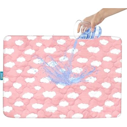 Pack and Play Mattress Protector Sheets Fitted Waterproof Playard Mattress Pad Cover, Compatible with Graco Pack n Play & Dream On Me & Pamo Babe, Playpen/Playard Sheet, Pink Cloud, 39" x 27"