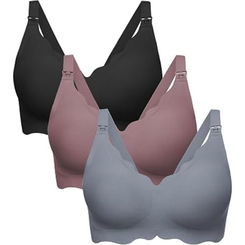 Angelhood Nursing Bras for Breastfeeding 3 Pack Seamless Maternity Bra