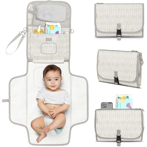 KeaBabies Portable Diaper Changing Pad, Wipeable Baby Changing Mat (Prism)