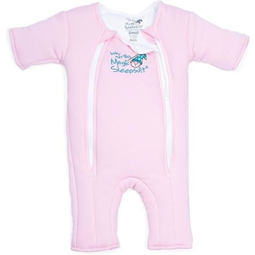 Magic Sleepsuit Baby Merlin's Cotton Baby Swaddle Transition Product - Soft and Cozy Design, Double Zipper for Easy Diaper Changes, Promotes Safe Sleep, 3-6 Months - Pink - Small 12-18lbs