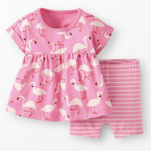 Top & Shorts Set - Flamingos, 0-3 Months