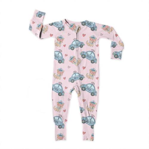 Valentine Pink Police, Bamboo Zipper Footie