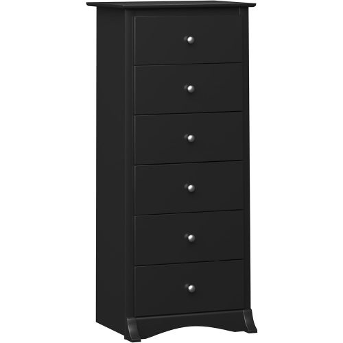 Prepac Sonoma 6 Drawer Dresser for Bedroom, Tall Chest of Drawers, Bedroom Furniture, Clothes Storage and Organizer, 19" D x 23.25" W x 52.75" H, Black