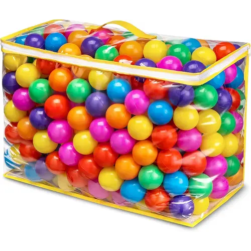 Ball Pit Balls Phthalate Free BPA Free Crush Proof Plastic - 7 Bright Colors in Reusable Play Toys for Kids with Storage Bag