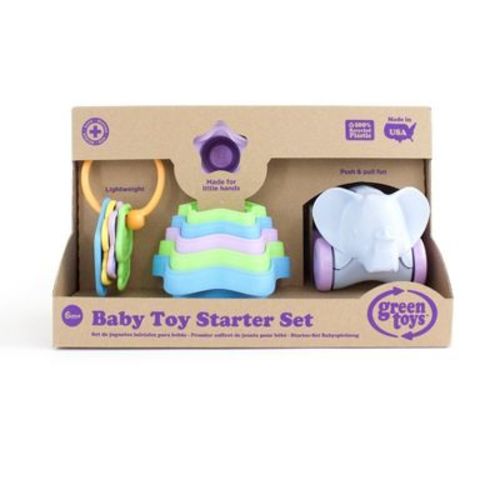 Green Toys Baby Toy Starter Set (First Keys, Stacking Cups, Elephant)