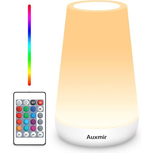 Auxmir LED Night Light for Kids Baby Bedside Lamp Touch Dimmable Tabletop RGB Colors Changing 5 Brightness Adjustable Rechargeable Portable Lamp for Bedroom Living Room Outdoor Camping