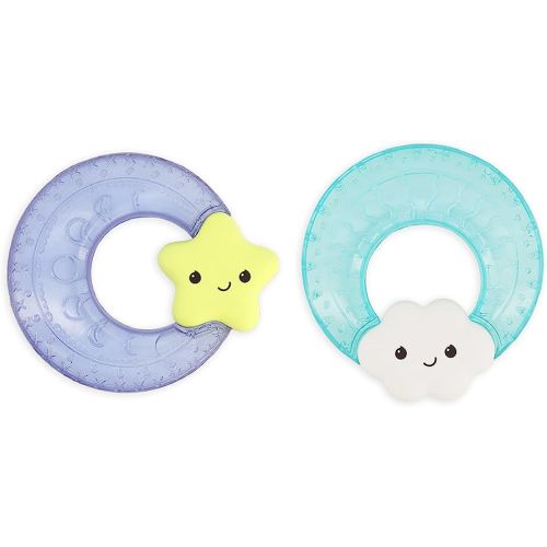 Infantino Shake & Soothe Water Teethers - Sensory Exploration, Teething, Cooling & Massaging Relief for Sore Gums, Cloud and Star, 2-Pack