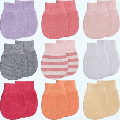 9 Pairs Newborn Baby Mittens Infant Toddler Gloves No Scratch Mittens Unisex Cotton Gloves for 0-6 Months Baby Boys Girls