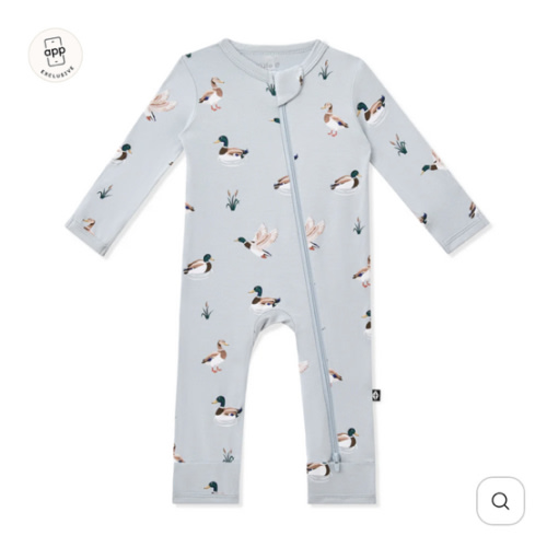 Zippered Romper in Mallard Duck