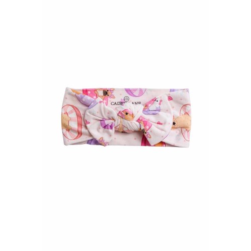 Knit Large Bow Headwrap in Poolside Pups Pink | Caden Lane