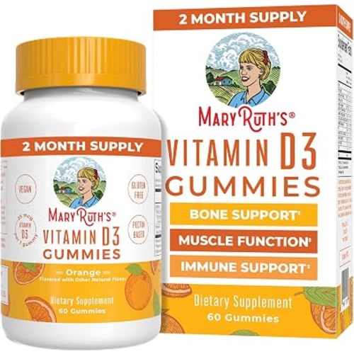 MARYRUTH'S Vitamin D3 Gummies | 2 Month Supply | Adults & Kids Vitamin D Gummy | Immune Support Supplement | VIT D3 1000IU for Bone Health&Muscle Function | Vegan | Non-GMO | Gluten Free | 60