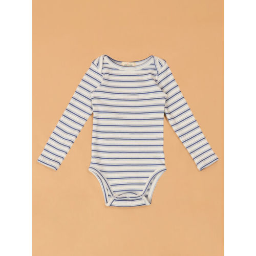 Louis Striped Long Sleeve Bodysuit in Cream & Blue | AS Kids