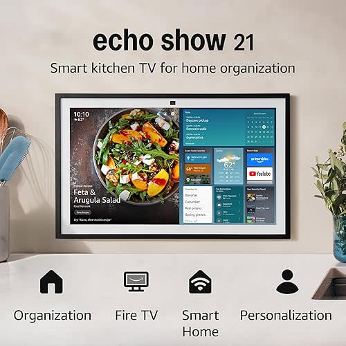 Amazon Echo Show 21 (newest model), Full HD 21" kitchen hub for home organization, with built-in Fire TV and Alexa