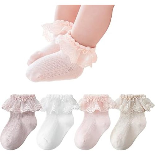 Amazon.com: Zumou Toddler Lace Socks Girls Ruffle Eyelet Frilly Princess for Baby Little Kids(1-3T, B Assorteds 4 pairs) : Clothing, Shoes & Jewelry