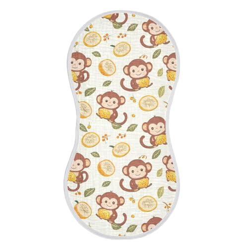vvfelixl Muslin Burp Cloths Cute Golden Monkey Eat Fruit Baby Washcloths for Baby Girl Boys 2 Pack