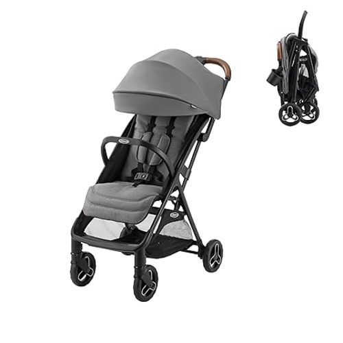 Graco Ready2Jet Compact Stroller – Overhead Friendly Compact Travel Stroller with Automatic Fold, Geo Pop
