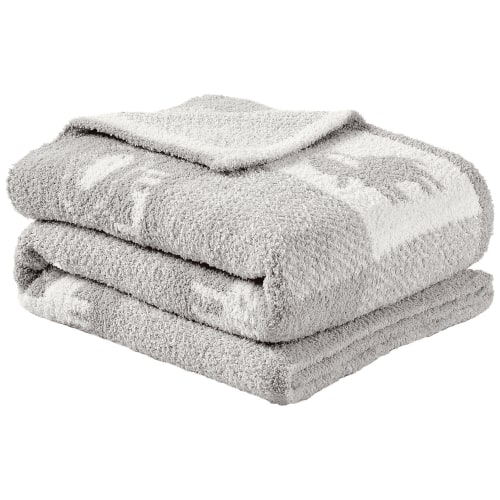 CREVENT Warm Cozy Gray Animals Chenille Knitted Baby Receiving Blanket