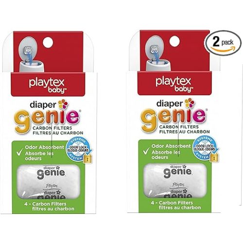 Playtex Carbon Filter Refill Tray for Diaper Genie Diaper Pails, White (Pack of 2)