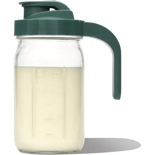 Willow - Glass Breastmilk Pitcher - Dishwasher Safe - 32oz Capacity - Wide Mouth Jar for Easy Transfer & Cleaning - Easy Pour Spout into Bottles or Breast Milk Storage Bags - Breastfeeding Essentials