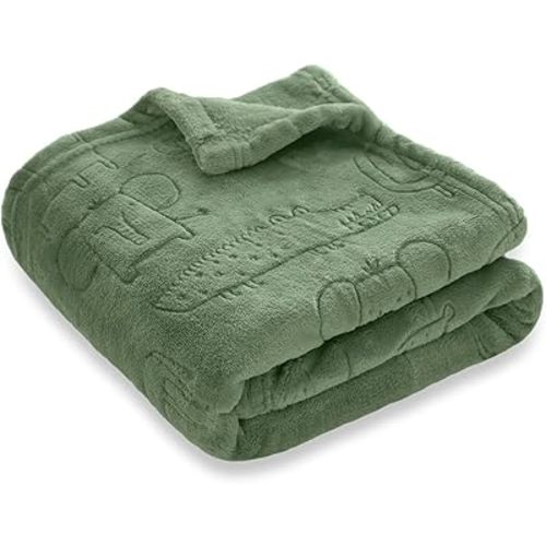 BORITAR Baby Blanket for Boys Girls Ultra Soft Fleece Warm and Lightweight Animal Blankets for Infant Toddler Newborn, 30x40 Inch, Olive Green