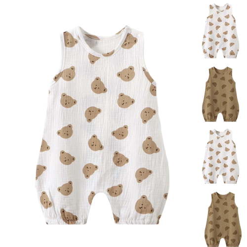 THDHVS Toddler Girl Outfits,Floral Print Sleeveless Muslin Romper for Baby Girl Summer Sleepwear Loungewear and Home Comfortable Wear,Baby Girl Clothes 3-6 Months