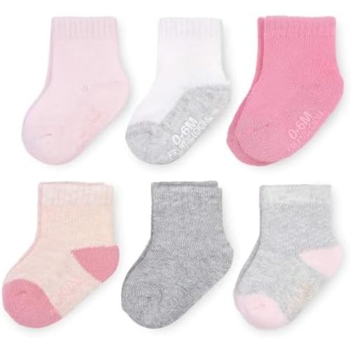 Fruit of the Loom All Weather Baby & Toddler Socks - Cotton Crew Socks with Grips for Boys, Girls and Unisex
