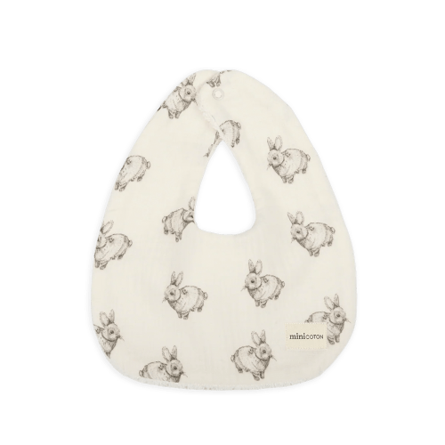 Muslin Bib Rabbit Ecru